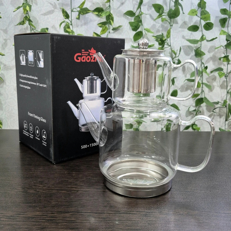 کتری و قوری پیرکس برند Gaozhiمدل اول Gaozhi brand Pyrex Kettle and Pot, Model 1
