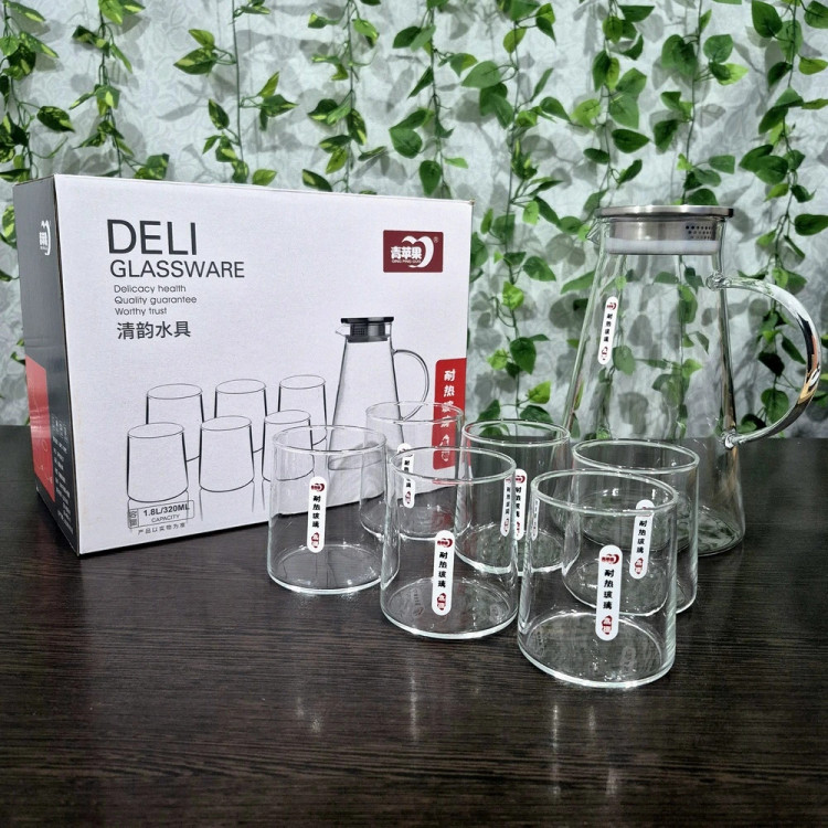ست پارچ و لیوان پیرکس برند دِلی Deli Brand Pyrex Pitcher and Glass Set