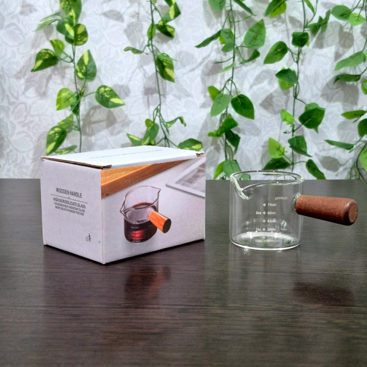 سسخوری پیرکس دسته چوبی حجم ۱۱۵ میل 115ml Pyrex Sauce Boat with Wooden Handle