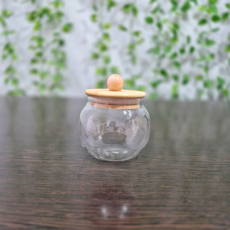 قندان پیرکس نقلی درب بامبو Miniature Pyrex Sugar Bowl with Bamboo Lid
