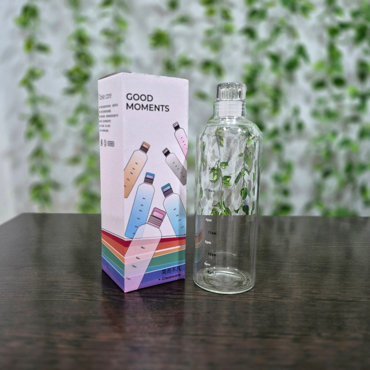 بطری آب پیرکس با حجم ۷۵۰ میلی لیتر Pyrex Water Bottle with Bamboo Lid, 750 ml capacity