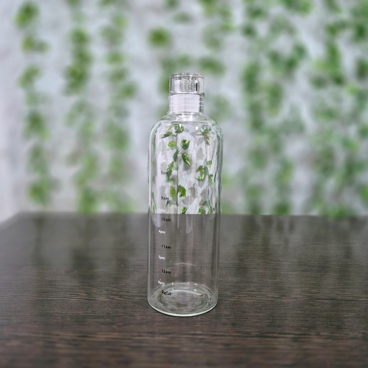بطری آب پیرکس با حجم ۷۵۰ میلی لیتر Pyrex Water Bottle with Bamboo Lid, 750 ml capacity