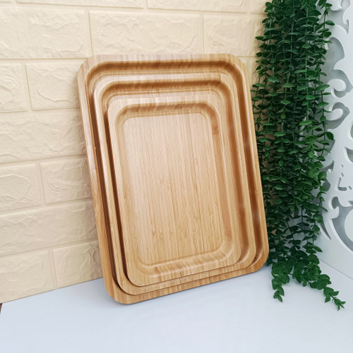 ست سینی مستطیل تمام بامبو → Full Bamboo Rectangular Tray Set