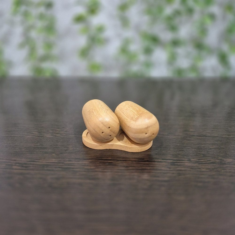 نمک پاش جفتی تمام بامبو → Full Bamboo Salt and Pepper Shaker Set