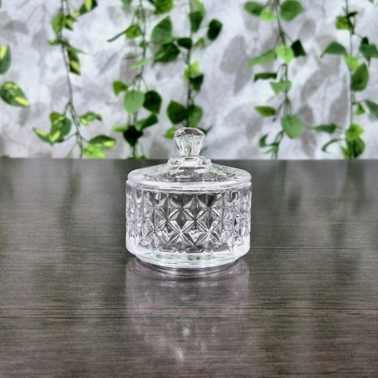 قندان نقلی بلور با لوزیهای کوچک Small Crystal Sugar Bowl with Small Diamond Pattern