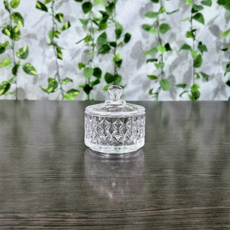 قندان نقلی بلور با لوزیهای کوچک Small Crystal Sugar Bowl with Small Diamond Pattern