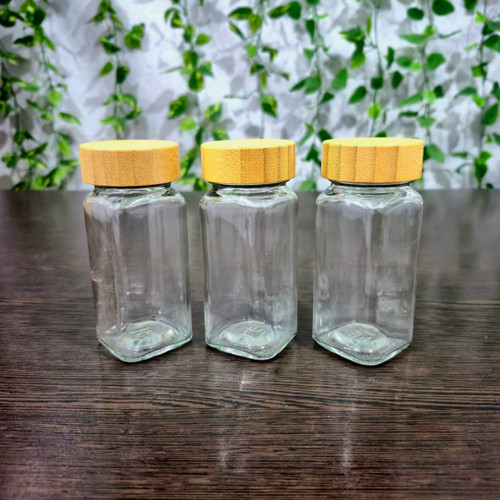 ادویه پاش درب بامبو ( پک ۳ عددی ) Spice jar with bamboo lid (3-piece set)
