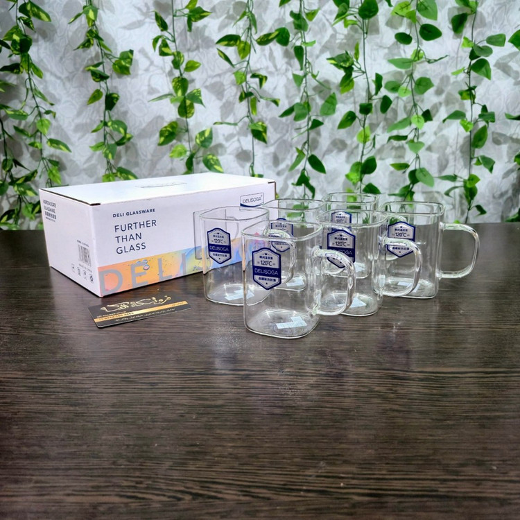 استکان پیرکس مربعی 230 میل دلی سوگا Deli Soga 230 ml Square Pyrex Glass Cup