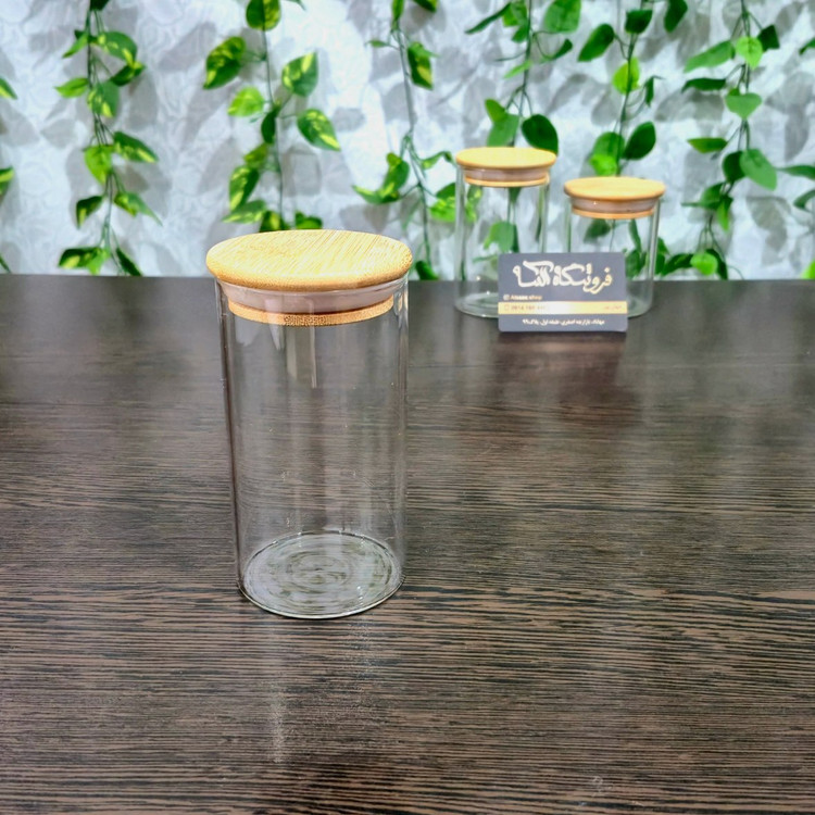 12cm Height, 6.5cm Diameter Pyrex Jar with Bamboo Lid