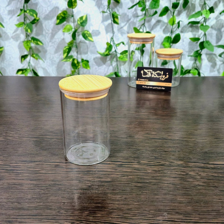 10cm Height, 6.5cm Diameter Pyrex Jar with Bamboo Lid