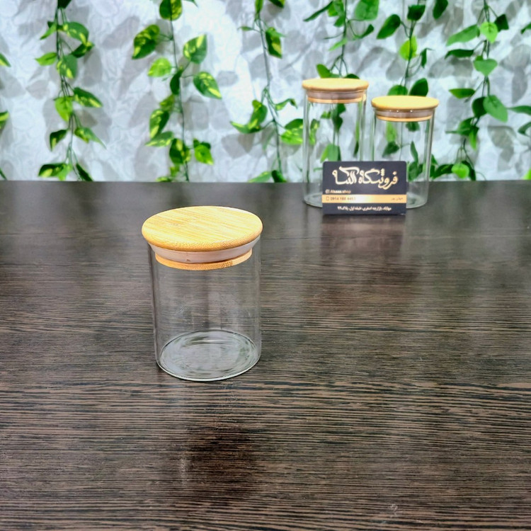 8cm Height, 6.5cm Diameter Pyrex Jar with Bamboo Lid