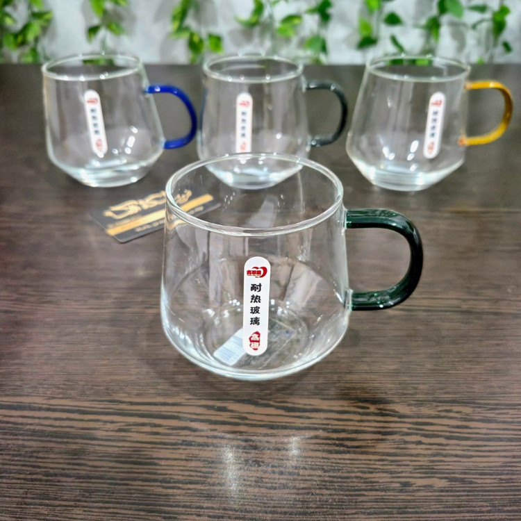 لیوان پیرکس مدل الماسی ۴۰۰ میل دلی Deli 400 ml Diamond‑Pattern Pyrex Glass Mug