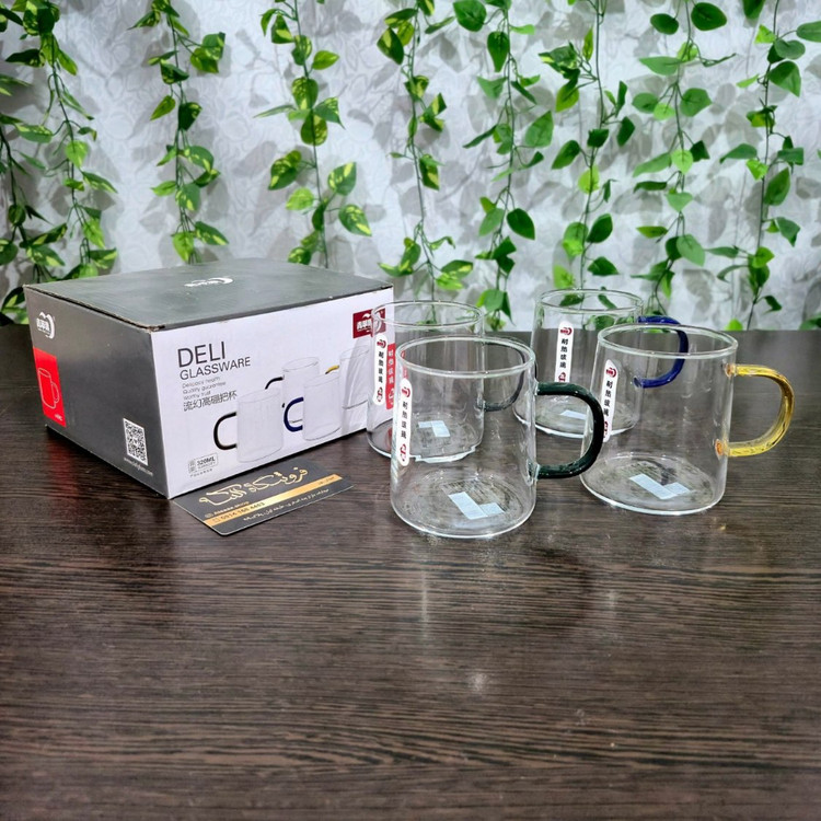 لیوان پیرکس ساده پایین پهن حجم ۳۲۰ میل دلی Deli 320 ml Wide-Bottom Plain Pyrex Glass Mug