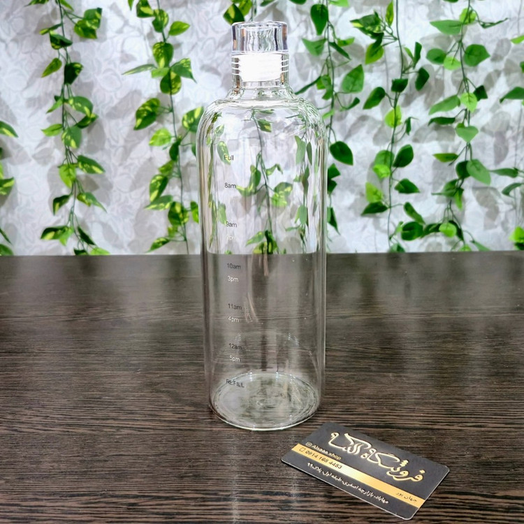 بطری آب پیرکس با حجم ۱۰۰۰ میلی لیتر Pyrex Water Bottle with Bamboo Lid, 1000 ml capacity