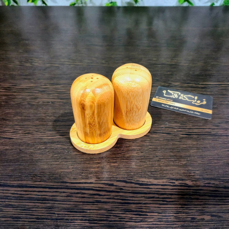 فلفل پاش و نمک پاش تمام بامبو کاملاً روغنی → Fully Oiled All‑Bamboo Salt & Pepper Shaker Set