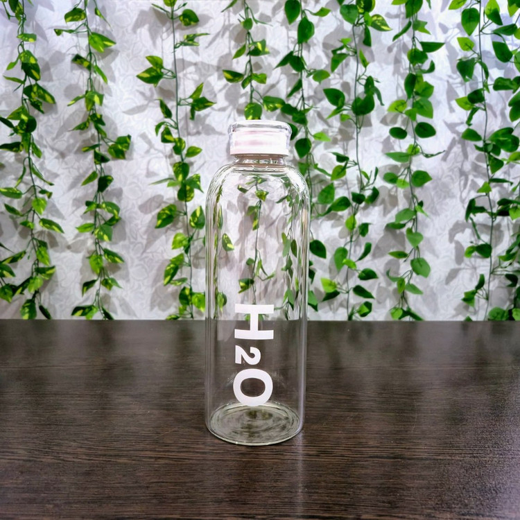بطری آب پیرکس 1000 میلی لیتر با متن H2O - 1000 ml Pyrex water bottle with "H2O" text