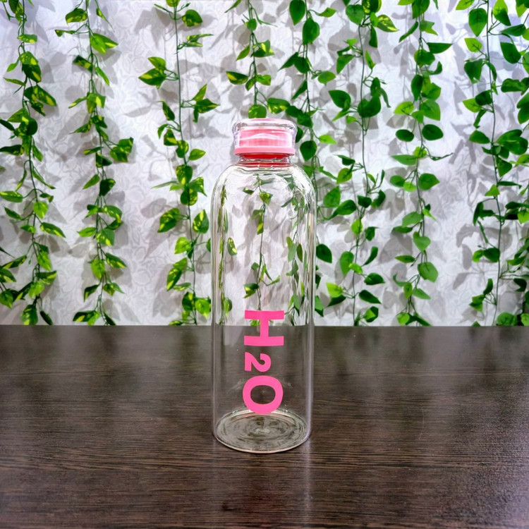 1000 ml Pyrex water bottle with "H2O" text