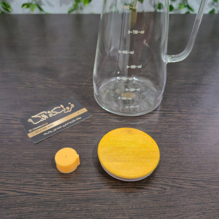 روغنریز پیرکس ۹۰۰ میلیلیتری درب بامبو - 900 ml Pyrex oil dispenser with bamboo lid