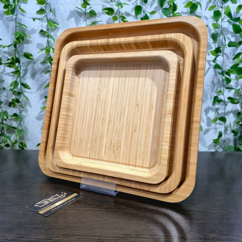 Set of 3, square bamboo trays سینی بامبو مربعی ست سه عددی