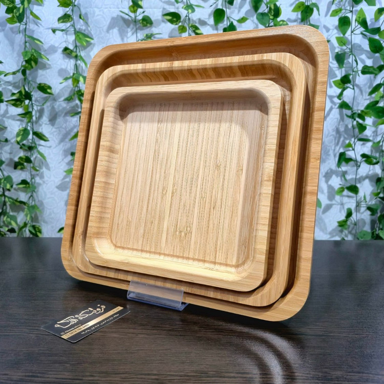 Set of 3, square bamboo trays سینی بامبو مربعی ست سه عددی