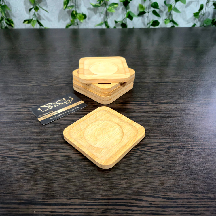 Square bamboo coasters (6 pieces) زیر لیوانی بامبو مربعی ( 6 عددی )