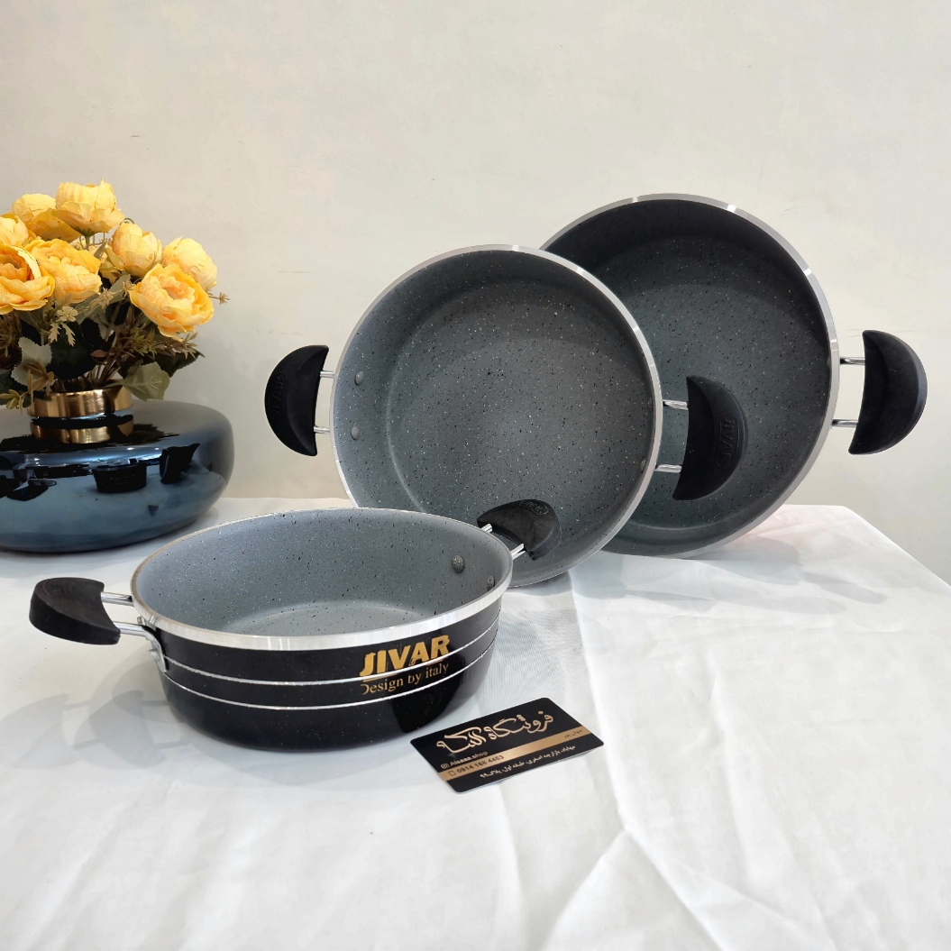 3-piece Zivar Granite Pan Setسرویس ۳ عددی تابه گرانیتی ژیوار