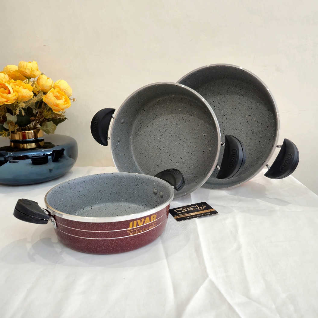3-piece Zivar Granite Pan Setسرویس ۳ عددی تابه گرانیتی ژیوار