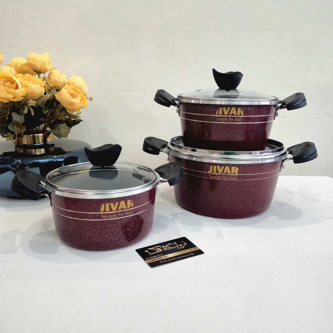 3-piece Granite Cookware Set Zhivarسرویس ۳ عددی قابلمه گرانیتی ژیوار