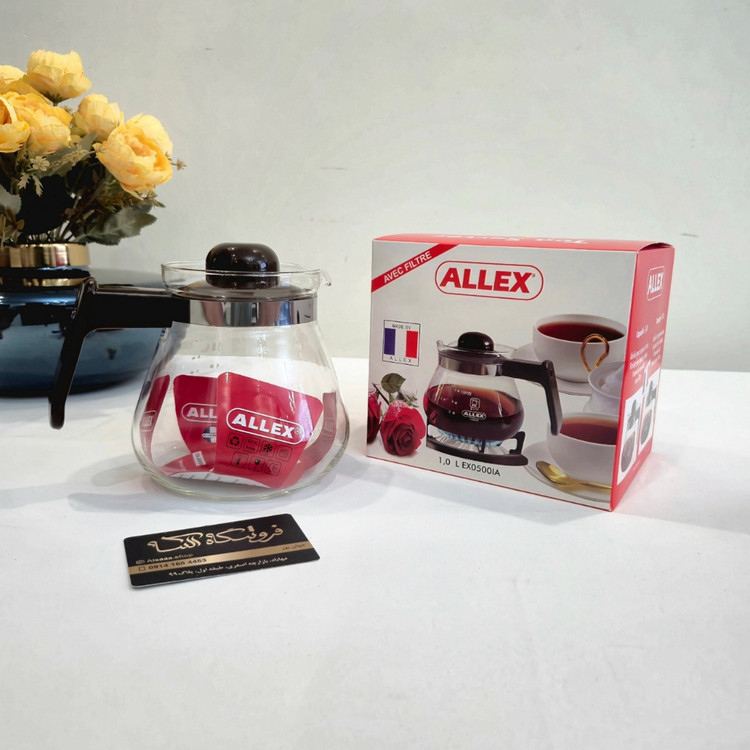 Alex glass teapot with side handle, 1-liter, Iwaki design قوری پیرکس دسته بغل الکس حجم ۱ لیتر طرح ایواکی