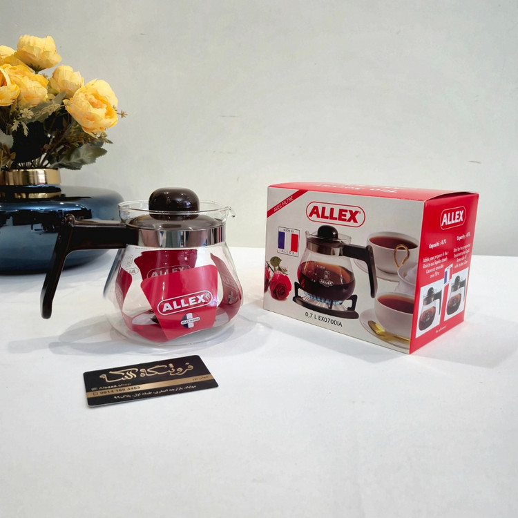 Alex side-handle Pyrex teapot, 0.7 liter, Iwaki design قوری پیرکس دسته بغل الکس حجم ۰/۷ لیتر طرح ایواکی
