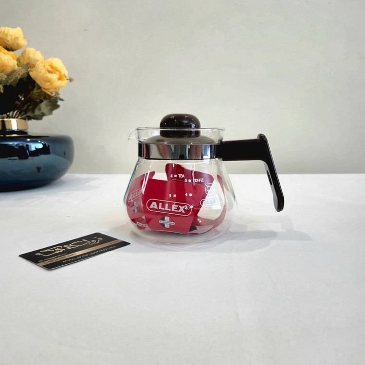 Alex glass teapot with side handle, 0.5 liter, Evaki design قوری پیرکس دسته بغل الکس حجم ۰/۵ لیتر طرح ایواکی