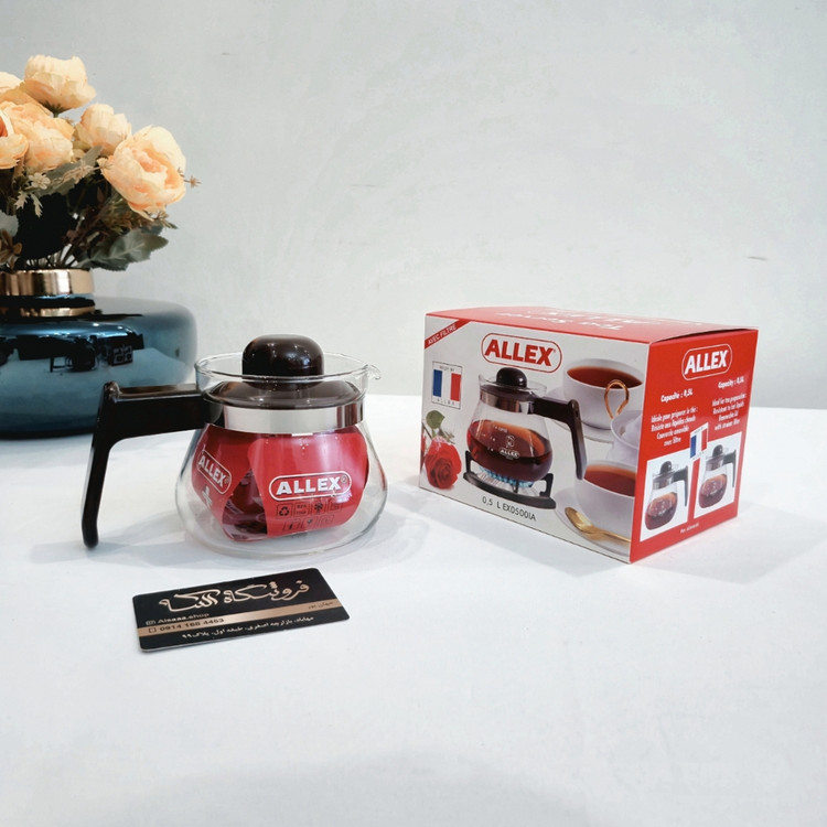 Alex glass teapot with side handle, 0.5 liter, Evaki design قوری پیرکس دسته بغل الکس حجم ۰/۵ لیتر طرح ایواکی